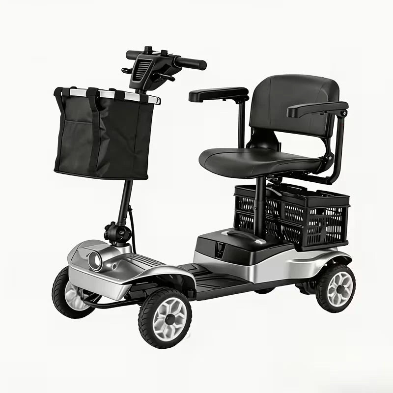 Senior Electric Mobility Scooter, Ergonomic Handle, Electromagnetic Brake, LED Light, Shopping Basket, 264.55LB Load, Safe Travel